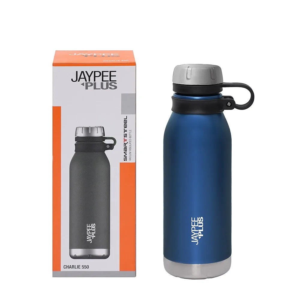 Jaypee Plus Charlie Stainless Steel Water Bottle,Long Hours Hot and Cold Water Bottle| Leak Proof | Office Bottle | Gym Bottle | Hiking | Trekking | Travel Bottle 500 ml, Blue