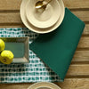 Oak & Lily Table Runner in Green & White Geometric Print Washable 4 Seater & 6 Seater