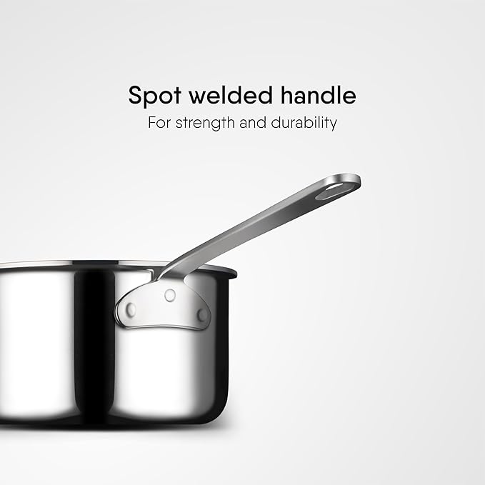 Stahl Artisan Triply Stainless Steel Mikro Saucepan | Mini Milk Pan | 1 Cup Tea/ Coffee Pan | 450 Ml | 10 Cm