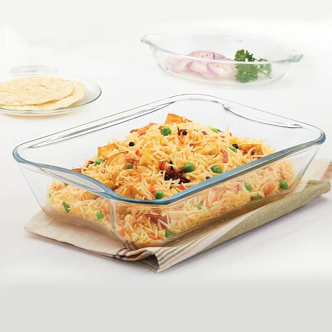 Borosil Glass Rectangular Baking Dish | 1 Piece | 1.5 Litres | Transparent