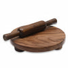 Sheesham Wood Chakla Belan Set 10 Inch Rolling Board and 12-Inch Rolling Pin Brown