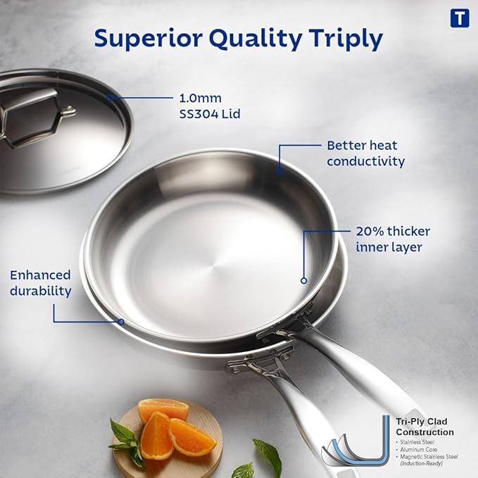 Tramontina Aeion Triply 24cm Fry Pan with SS 304 Lid