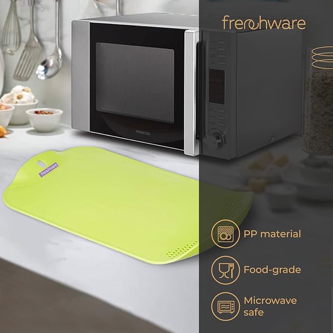 Frenchware Plastic Cutting/ Chopping Board With Drainer | 1 Unit | Premium-grade Plastic | Green Colour