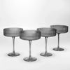 Anko Australia 200ml Ribbed Champagne Coupe Set of 4 | Cocktail Glasses | Grey
