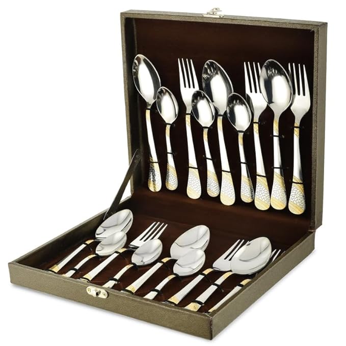 Parage 18 Pieces Premium Stainless Steel Golden Cutlery Set Imperial Gold