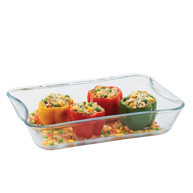 Borosil Rectangular Glass Baking Microwave and Oven Safe Dish | 2.5 Litres | Transparent