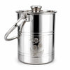 KC Steel Multipurpose Storage Container, Milk Pot | Airtight, With Handle and Inner Lid | Floral Engraved