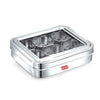 Avias 6 Square Stainless Steel Spice Box For Kitchen Organiser With 6 Containers See Through Glass Lid