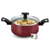 Milton Pro Cook Granito Induction Biryani Pot with Glass Lid 22 cm, 3.5 litres, Burgundy - 1420 gms