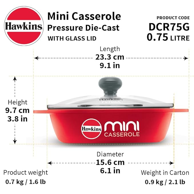 Hawkins 0.75 Litre Mini Casserole with Glass Lid