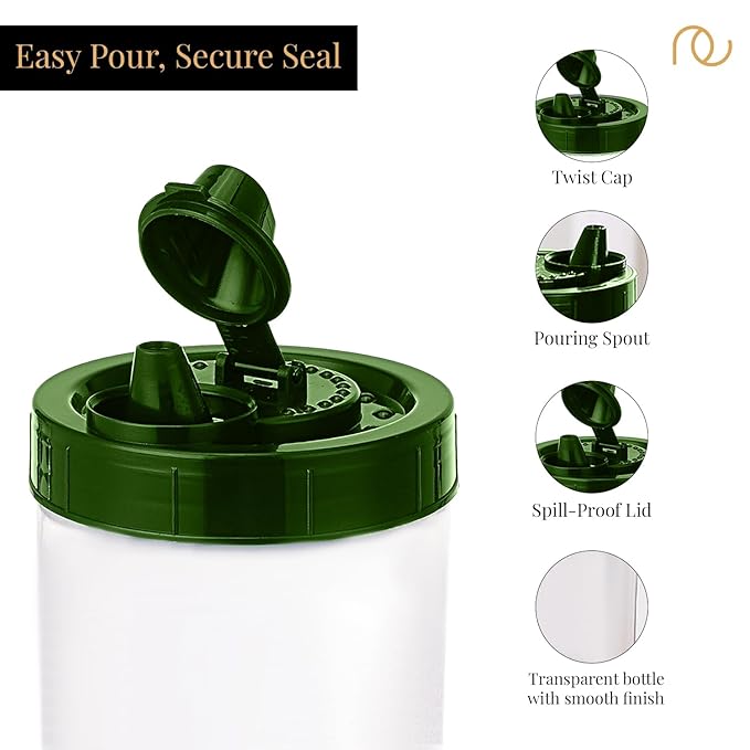 Frenchware Oil Dispenser | Pack of 2, 1 Litre Each | Glossy Green