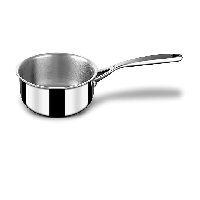 Stahl Stainless Steel Tea Pan | Triply Saucepan With Lid I Milk Pan 1.4 L | Gas & Induction Base | Artisan 4216 | Dia 16 Cm