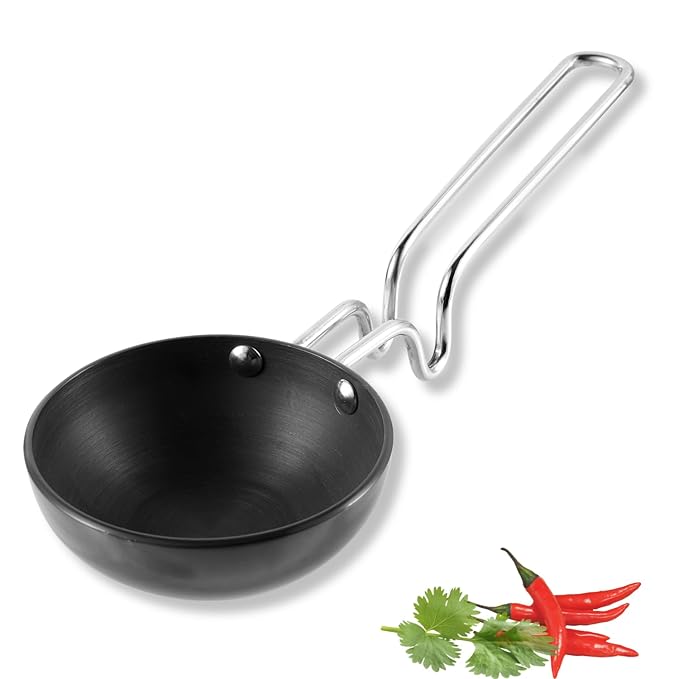 Vinod Black Pearl Hard Anodised Tadka Pan - Large | 3.25mm Thickness | Natural Stick Resistant