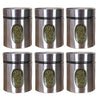 Femora Kitchen Storage Jars Steel Body With See Through Window Jar | 300 Ml | Pack of 6