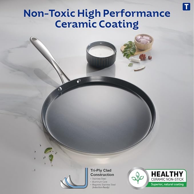 Tramontina Fusao Healthy Triply Ceramic 28cm Dosa Tawa