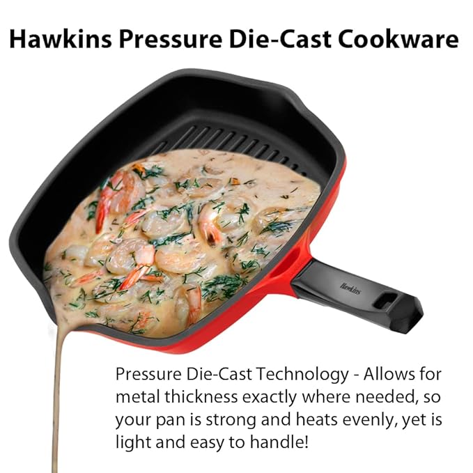 Hawkins 30 cm Grill Pan Non Stick Die Cast Grilling Pan Square Grill Pan