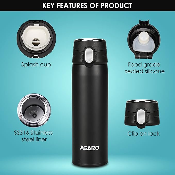 Agaro Galaxy Stainless Steel Vacuum Flask 500 ml | Dual Insulation with Copper Coating