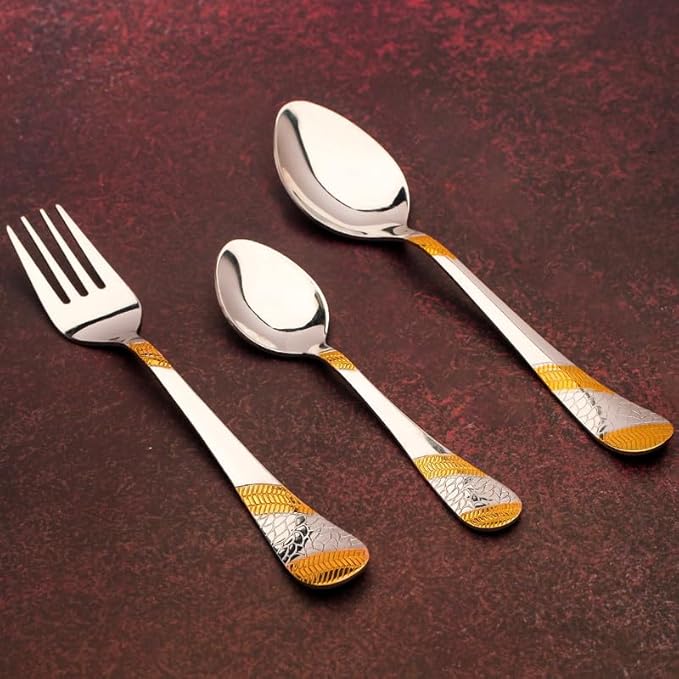 Parage 18 Pieces Premium Stainless Steel Golden Cutlery Set Imperial Gold