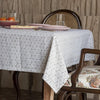 Oak & Lily Table Cloth for 4-Seater Dining Tables in White & Grey Floral Print