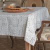 Oak & Lily Table Cloth For 4-Seater Rectangular Dining Tables In White & Grey Letter Print