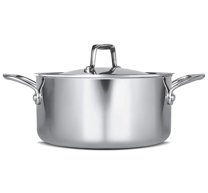 Milton Pro Cook Triply Stainless-Steel Casserole Handi/Stock Pot/Biryani Pot with Lid 24 cm, 5.2 Litre - 2480 gms