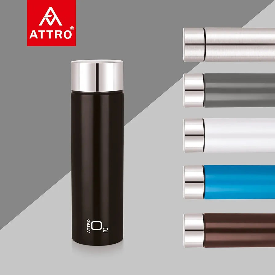 Attro O2 1100ml Stainless Steel Single Wall Water Bottle Black – Veeha ...
