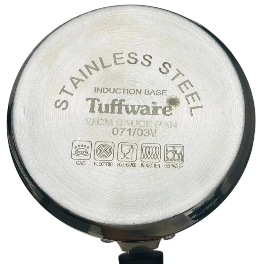 Tuffwaire Stainless Steel Sauce pan with Glass Lid, Tea Sauce Pan with Glass Lid, ChaiPan, SmallPan | 16cm, 1 Liter | Induction Friendly | 3-Layer Thick Bottom, 100% Toxin-Free