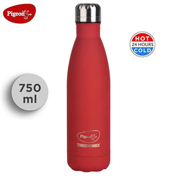 Pigeon by Stovekraft Aqua Scarlet Stainless Steel Double Cold Retention - 750 ml (Red)