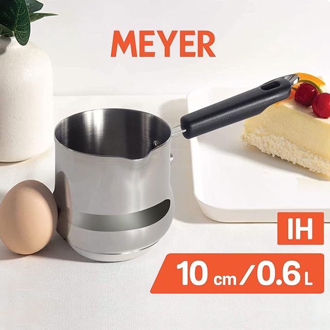 Meyer Nickel Free Stainless Steel Mini Pot with Handle 10cm Grey |0.60 liter