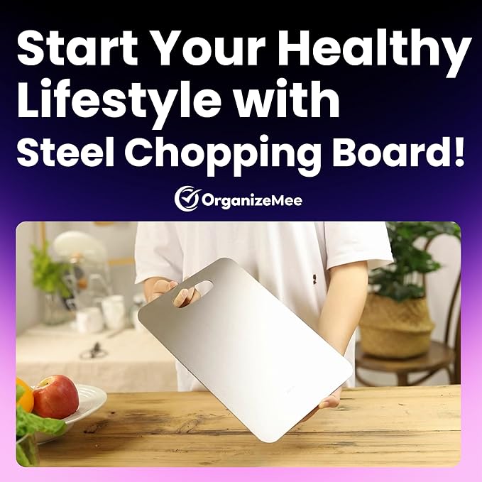 OrganizeMee Stainless Steel Chopping Board for Vegetables (Medium) (31.8CM X 21CM)