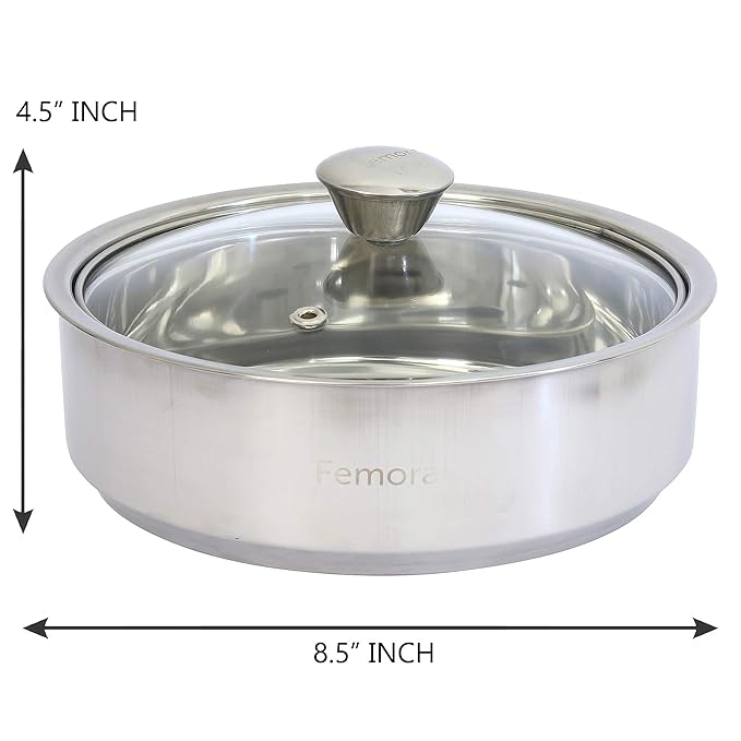 Femora Stainless Steel Insulated Roti Server | 1.1 Litres | Pack of 1 | Silver