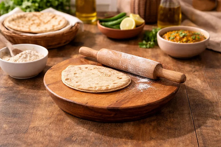 DailyHome Handmade Wooden Chakla Roti Maker Solid Single-Piece Wood Ch ...