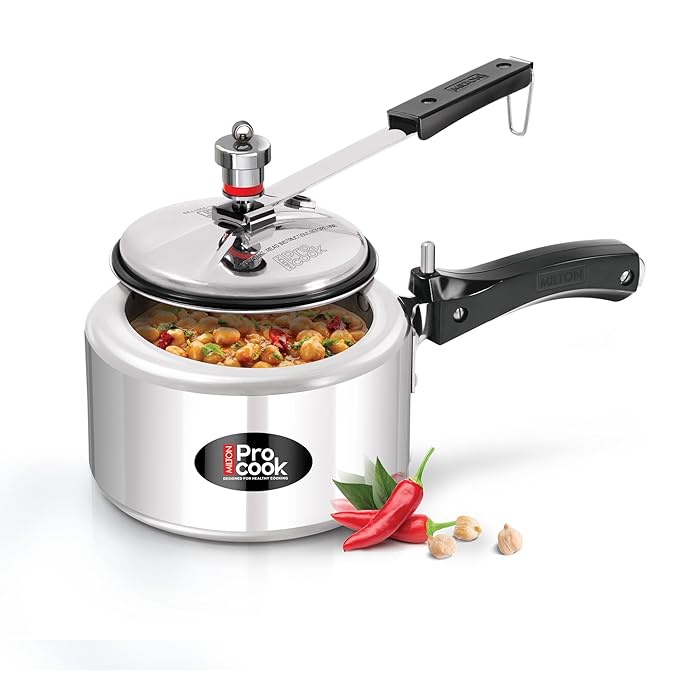 Milton Pro Cook Aluminium Non Induction Pressure Cooker With Inner Lid 2 litre - 1350 gms