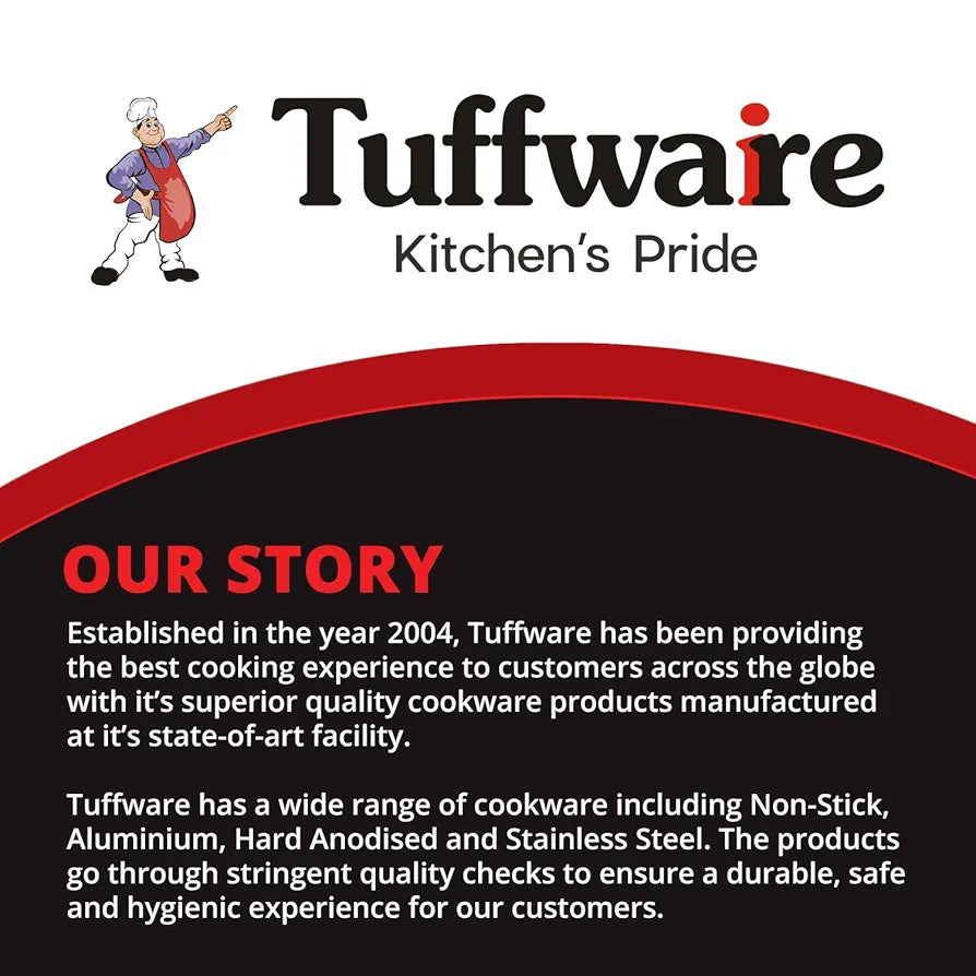 TUFFWARE Hard Anodised 3.5 Litre Outer Lid Handi Shape Pressure Cooker | 4mm Thick Base | Non Reactive, Non Toxic &Non Staining Food Grade | Long Lasting Gasket | BIS & ISI Certified | 5 Year Warranty