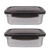Femora Lunch Box High Steel Rectangle Heavy Duty Airtight Leakproof Unbreakable Storage Container With Lock Lid | 850 Ml | Set of 2