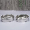 Sumeet Stainless Steel Rectangle Lunch Box/Tiffin  Set of 2 Pcs 650 ml Each Silver