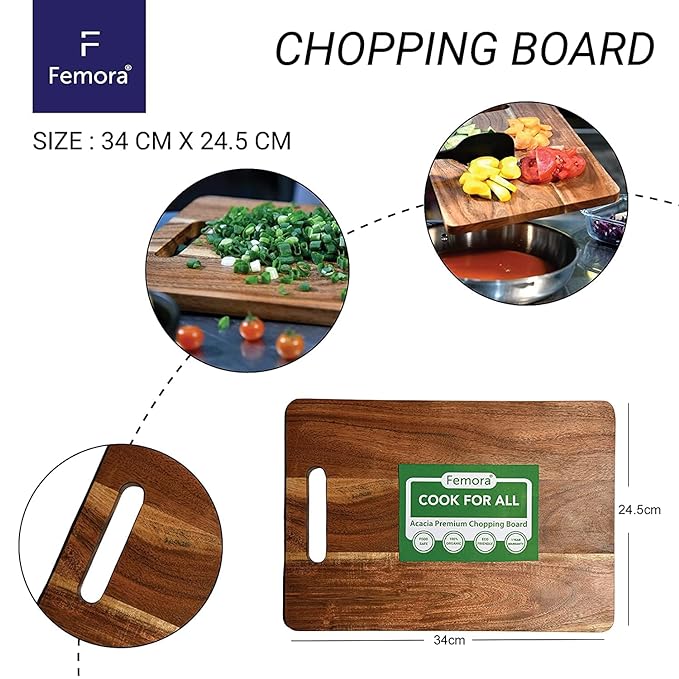 Femora Vegetable Acacia Wood Chopping Board - 880 gms