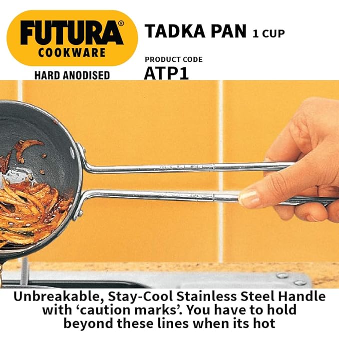 Hawkins Futura 1 Cup Tadka Hard Anodised Spice Heating Pan, 240 ml Black Aluminium