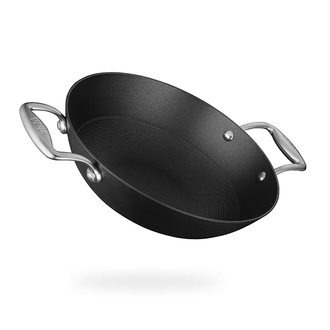 Stahl Blacksmith Hybrid Enamelled Cast Iron Kadhai Rust Proof Kadai for Cooking 2.2 L, 24 cm - 1500 gms