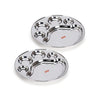 Sumeet Stainless Steel Round 5 in 1 Compartment Lunch Small Plates Set of 2Pcs 31cm Silver