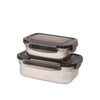 Femora Lunch Box High Steel Rectangle Heavy Duty Airtight Leakproof Unbreakable Storage Container With Lock Lid | 550 Ml, 850 Ml | Set of 2