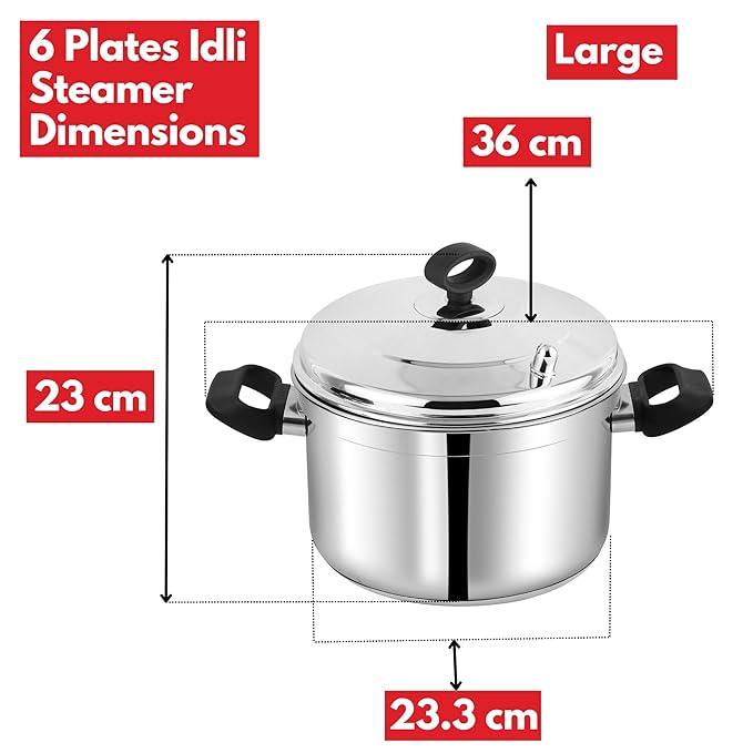 Vinod Classic Stainless Steel Idli Maker Cooker - 6 Deeper Plates | 24 Idlis