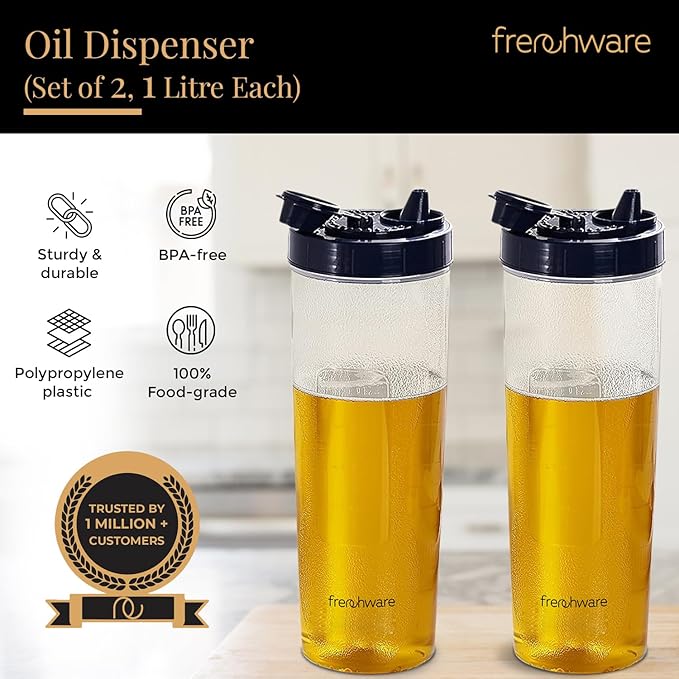 Frenchware Oil Dispenser 1 Litre Each | Textured Blue | Pack of 2