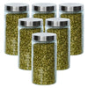 Femora Kitchen Storage Jars Borosilicate Glass With Steel Lid Air Tight Kitchen Jar and Container | 1600 Ml | Pack of 6