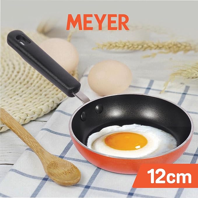 Meyer Non Stick Mini Fry Pan | Tadka Pan | Omelette Pan Non Stick 12cm Orange