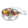 Cello Steelox Stainless Steel Masala Dabba Spice Box with See Through Lid 7 Containers and 2 Small Spoons Silver Large