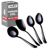 Axiom Stainless Steel Serving Tools Set Black 4 Piece Heavy Gauge Non-Stick Set