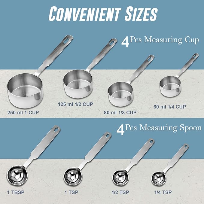 Parage 4 Pieces Stainless Steel Measuring Spoon Set for Measuring Dry & Liquid