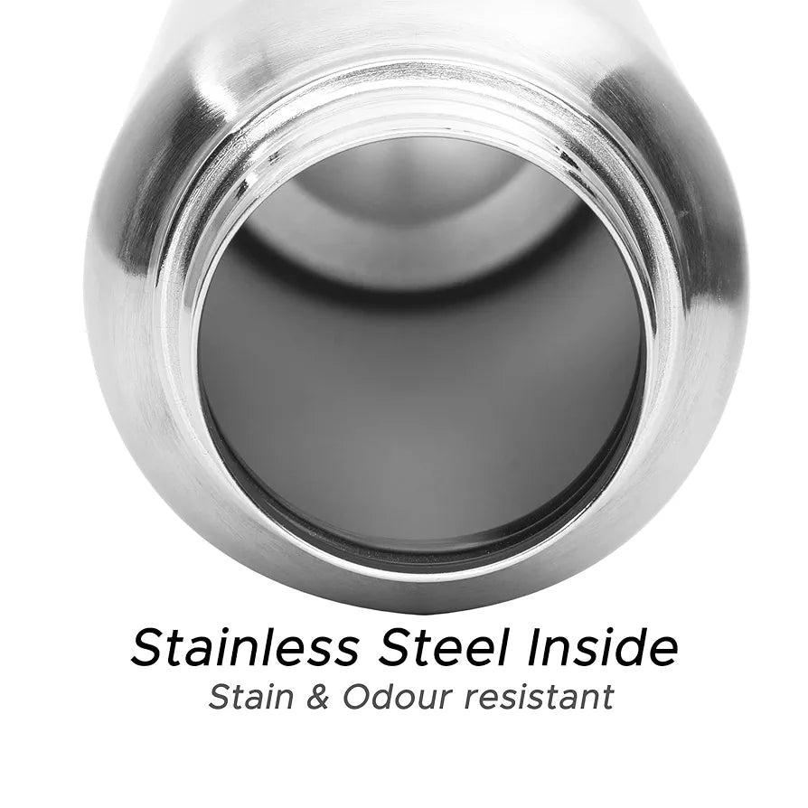 Jaypee Plus EzyPour Stainless Steel Oil Dispenser Bottle with Lid Oil Bottle Spillproof Pourer & Drizzler | Oil can for Kitchen, Silver,| 750ml