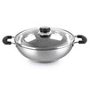 Cello Steelox Induction Compatible Stainless Steel Kadhai 3 Ltr with Glass Lid